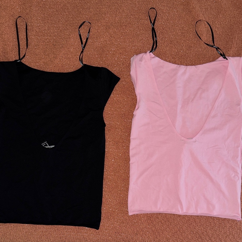 Forever 21 Off-Shoulder Camisole Duo - Black & Light Pink